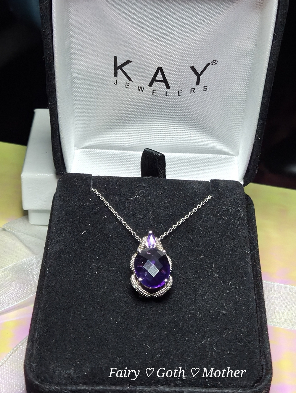 Kay Jewelers Gorgeous! Genuine Checkerboard  Cushion Cut Amethyst Necklace - Picture 15 of 15